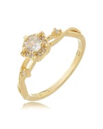 Anel Flor de Cristal folheado em ouro 18K