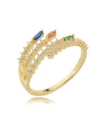 Anel Harmonia Colorido folheado em ouro 18K