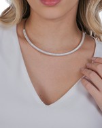 Colar Chocker Aro Rígido Riviera folheado em prata