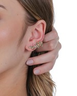 Ear Cuff Flores Multicoloridas folheado em ouro 18K