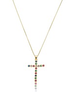 Colar Cruz Multicolorido folheado em ouro 18K