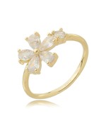 Anel Flor Brilhante folheado em ouro 18K