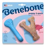 Benebone Puppy Rubber Home/wishbone Osso Bacon Mastigável Cachorro