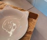 Comedouro Luxo Madeira E Porcelana Para Gato