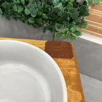 Comedouro Luxo Pet Elevado Cães E Gatos Madeira E Porcelana - Marrom e Branco P - N/A