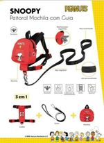 Mochila Peitoral Pet Com Guia Em Poliéster Snoopy - Coleira - Vermelho - Snoopy - G