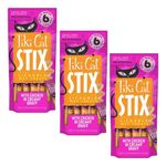 Petisco Umido STIX Tiki Alimento Úmido Para Gatos Frango Tikicat Pacote 85g - 6 Sticks 15g