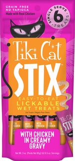 Petisco Umido STIX Tiki Alimento Úmido Para Gatos Frango Tikicat Pacote 85g - 6 Sticks 15g