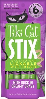 Petisco Umido STIX Tiki Cat para Gatos Alimento e Ração hidratação felina - Dieta carnívora - Pato ao Molho
