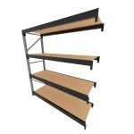 Mini porta pallet 200 kg por nivel inicial com 4 niveis preto com MDF Cru