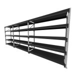 Mini porta pallet 200 kg por nivel inicial +2 continuação com 5 niveis preto com MDF Preto