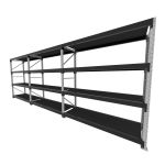 Mini porta pallet 200 kg por nivel inicial +2 continuação com 4 niveis preto com MDF Preto