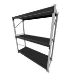 Mini porta pallet 200 kg por nivel inicial com 3 niveis preto com MDF Preto