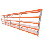 Mini porta pallet 200 kg por nivel inicial +3 continuação com 5 niveis laranja com MDF Branco