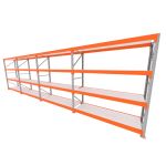 Mini porta pallet 200 kg por nivel inicial +3 continuação com 4 niveis laranja com MDF Branco