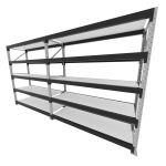 Mini porta pallet 200 kg por nivel inicial + continuação com 5 niveis preto com MDF Branco