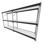 Mini porta pallet 200 kg por nivel inicial + continuação com 3 niveis preto com MDF Branco