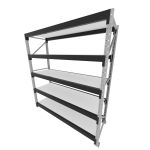 Mini porta pallet 200 kg por nivel inicial com 5 niveis preto com MDF Branco