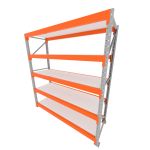 Mini porta pallet 200 kg por nivel inicial com 5 niveis laranja com MDF Branco
