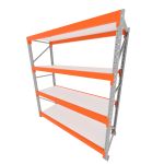 Mini porta pallet 200 kg por nivel inicial com 4 niveis laranja com MDF Branco