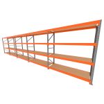 Mini porta pallet 200 kg por nivel inicial +4 continuação com 4 niveis laranja com MDF Cru