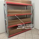 Mini porta pallet 200 kg por nivel inicial +4 continuação com 4 niveis laranja com MDF Cru
