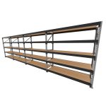 Mini porta pallet 200 kg por nivel inicial +3 continuação com 5 niveis preto com MDF Cru
