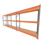 Mini porta pallet 200 kg por nivel inicial +2 continuação com 3 niveis laranja com MDF Cru