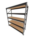 Mini porta pallet 200 kg por nivel inicial com 5 niveis preto com MDF Cru