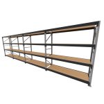 Mini porta pallet 200 kg por nivel inicial +3 continuação com 4 niveis preto com MDF Cru