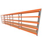 Mini porta pallet 200 kg por nivel inicial +3 continuação com 5 niveis laranja com MDF Cru