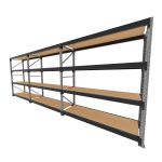 Mini porta pallet 200 kg por nivel inicial +2 continuação com 4 niveis preto com MDF Cru