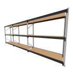 Mini porta pallet 200 kg por nivel inicial +2 continuação com 3 niveis preto com MDF Cru