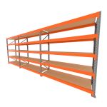 Mini porta pallet 200 kg por nivel inicial +2 continuação com 5 niveis laranja com MDF Cru