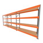 Mini porta pallet 200 kg por nivel inicial +2 continuação com 4 niveis laranja com MDF Cru