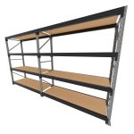 Mini porta pallet 200 kg por nivel inicial + continuação com 4 niveis preto com MDF Cru