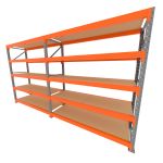 Mini porta pallet 200 kg por nivel inicial + continuação com 5 niveis laranja com MDF Cru