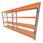 Mini porta pallet 200 kg por nivel inicial + continuação com 4 niveis laranja com MDF Cru