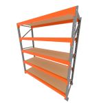 Mini porta pallet 200 kg por nivel inicial com 5 niveis laranja com MDF Cru