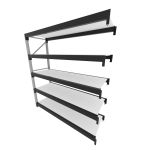 Mini porta pallet 200 kg por nivel inicial com 5 niveis preto com MDF Branco