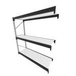 Mini porta pallet 200 kg por nivel inicial com 3 niveis preto com MDF Branco