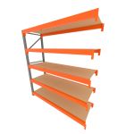 Mini porta pallet 200 kg por nivel inicial com 5 niveis laranja com MDF Cru