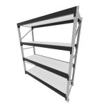 Mini porta pallet 200 kg por nivel inicial com 4 niveis preto com MDF Branco