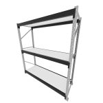 Mini porta pallet 200 kg por nivel inicial com 3 niveis preto com MDF Branco