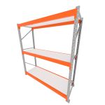 Mini porta pallet 200 kg por nivel inicial com 3 niveis laranja com MDF Branco