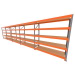 Mini porta pallet 200 kg por nivel inicial +4 continuação com 5 niveis laranja com MDF Cru