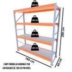 Mini porta pallet 200 kg por nivel inicial +4 continuação com 5 niveis laranja com MDF Cru