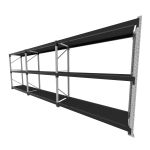 Mini porta pallet 200 kg por nivel inicial +2 continuação com 3 niveis preto com MDF Preto