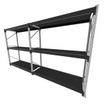 Mini porta pallet 200 kg por nivel inicial + continuação com 3 niveis preto com MDF Preto