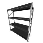 Mini porta pallet 200 kg por nivel inicial com 4 niveis preto com MDF Preto